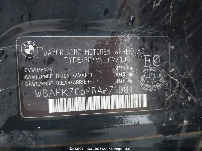 WBAPK7C59BA771981 2011 BMW 3ER photo no. 18