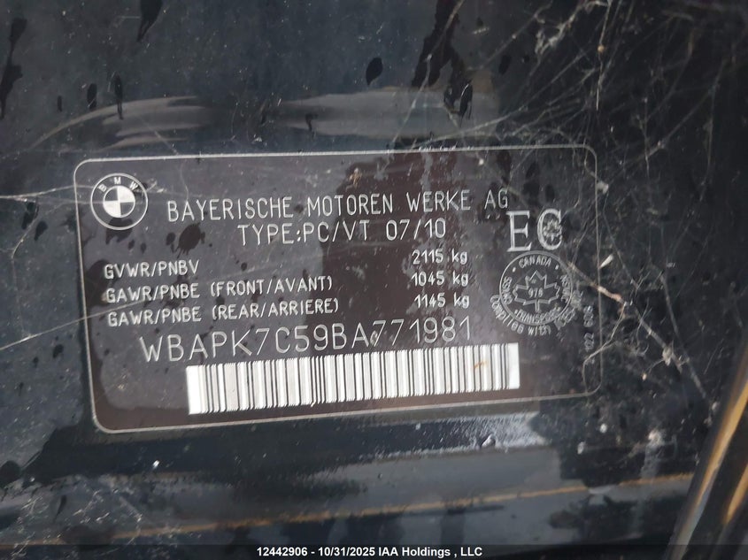 WBAPK7C59BA771981 2011 BMW 3ER photo no. 19