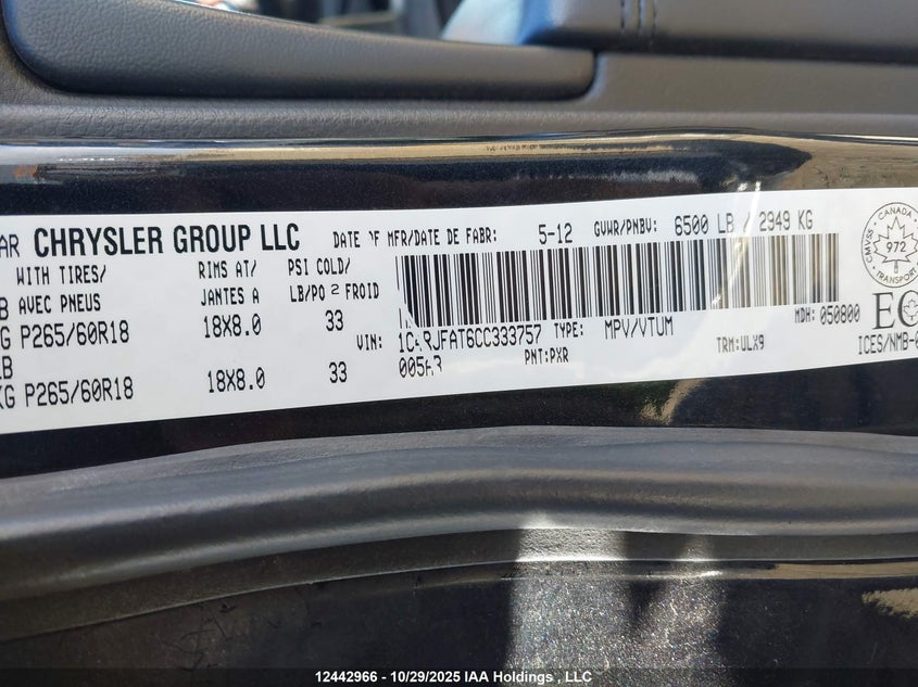 1C4RJFAT6CC333757 2012 JEEP GRAND CHEROKEE photo no. 17