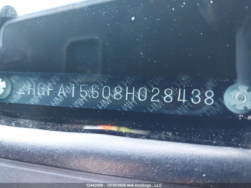 2008 Honda Civic Lx VIN: 2HGFA15508H028438 Lot: 12443006