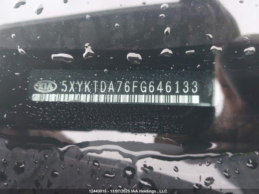 2015 Kia Sorento Lx VIN: 5XYKTDA76FG646133 Lot: 12443015