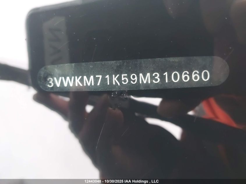 2009 Volkswagen Jetta S VIN: 3VWKM71K59M310660 Lot: 12443048