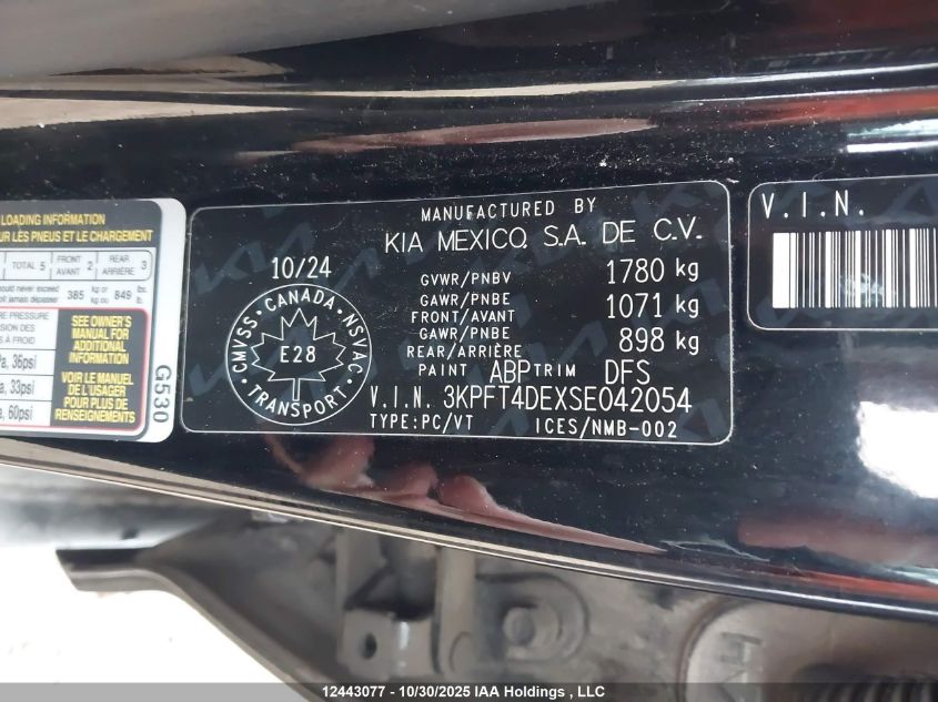 2025 Kia K4 Lx VIN: 3KPFT4DEXSE042054 Lot: 12443077