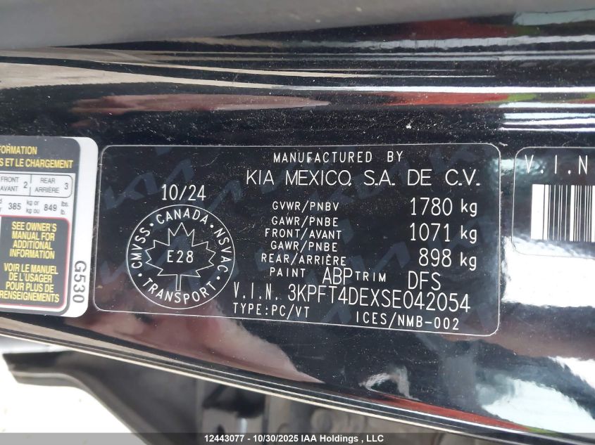 2025 Kia K4 Lx VIN: 3KPFT4DEXSE042054 Lot: 12443077