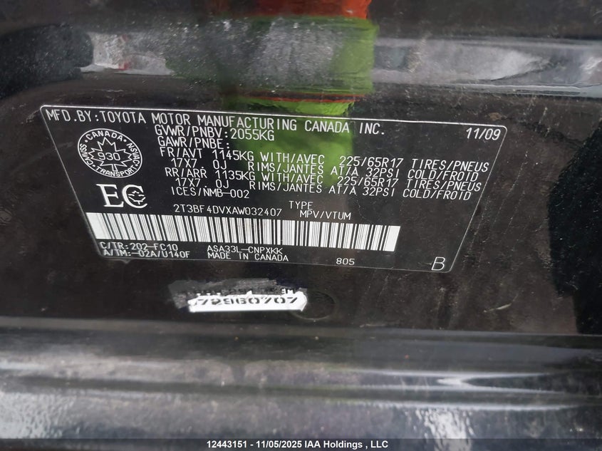 2T3BF4DVXAW032407 2010 TOYOTA RAV 4 photo no. 9