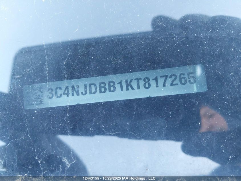 2019 Jeep Compass Latitude VIN: 3C4NJDBB1KT817265 Lot: 12443155