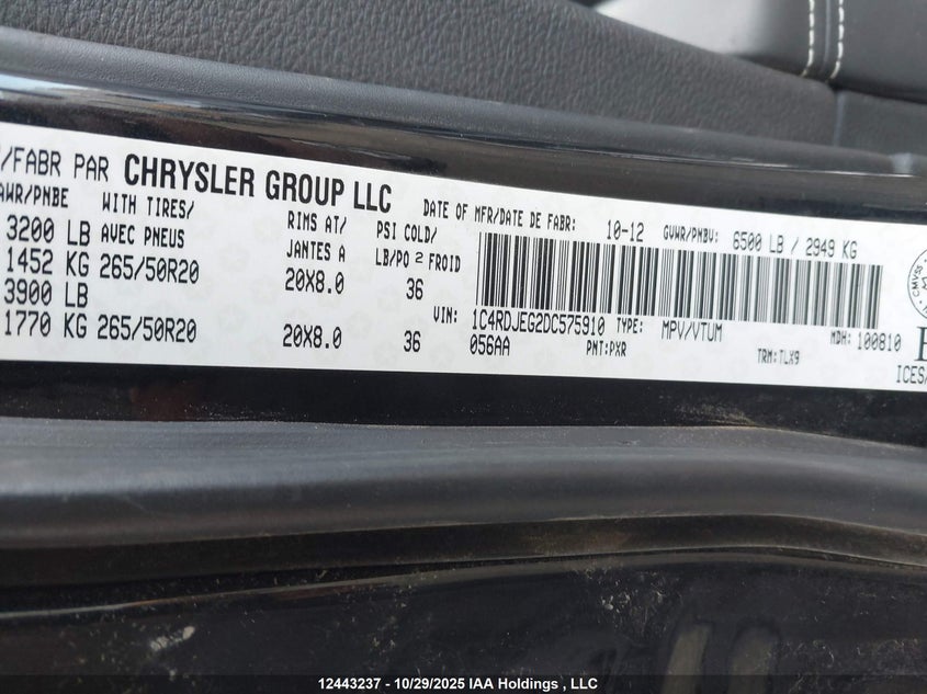 1C4RDJEG2DC575910 2013 DODGE DURANGO photo no. 17