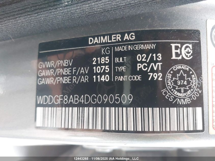 2013 Mercedes-Benz C 300 4Matic VIN: WDDGF8AB4DG090509 Lot: 12443265