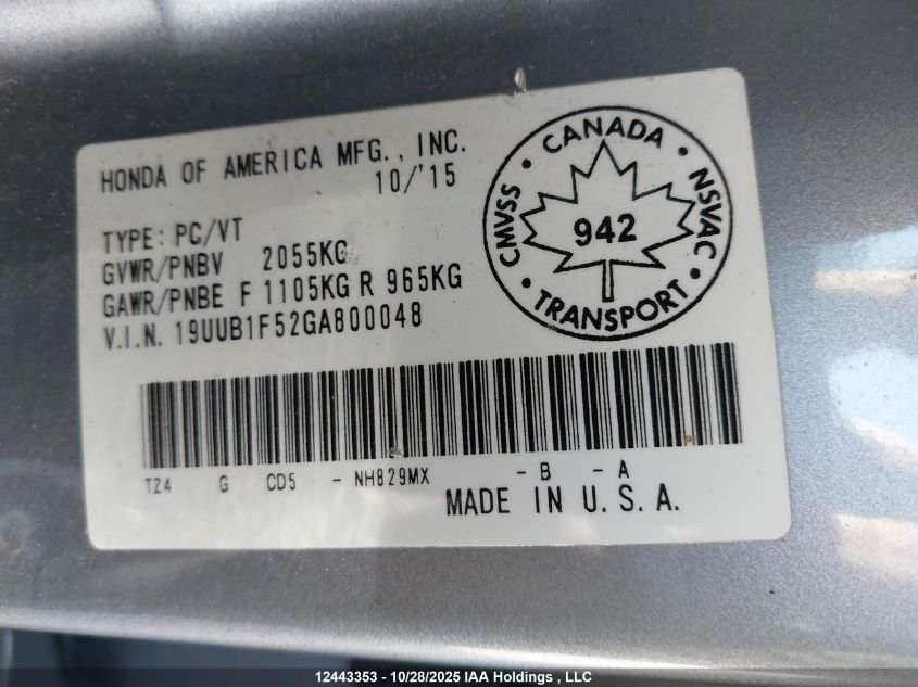 2016 Acura Tlx Tech VIN: 19UUB1F52GA800048 Lot: 12443353