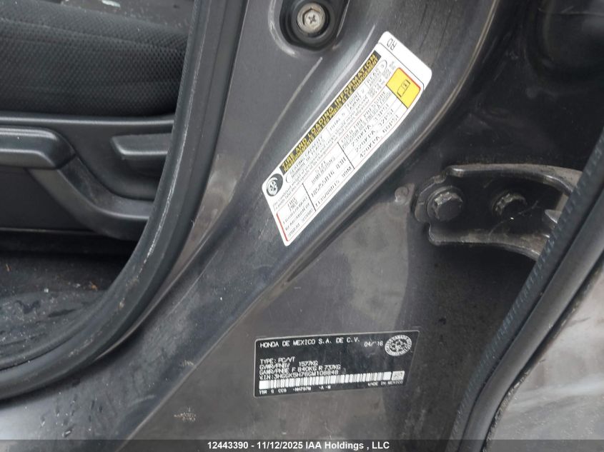 2016 Honda Fit Ex VIN: 3HGGK5H76GM108848 Lot: 12443390