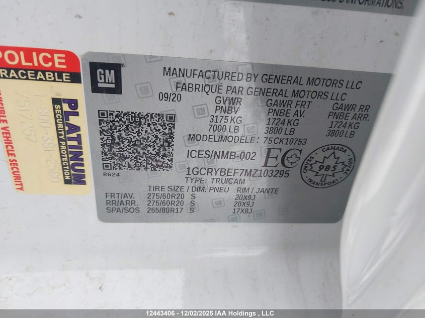 1GCRYBEF7MZ103295 2021 CHEVROLET SILVERADO photo no. 9