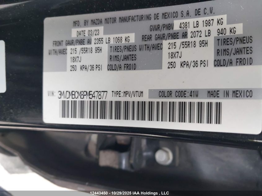 2023 Mazda Cx-30 Gs VIN: 3MVDMBCM8PM547877 Lot: 12443450