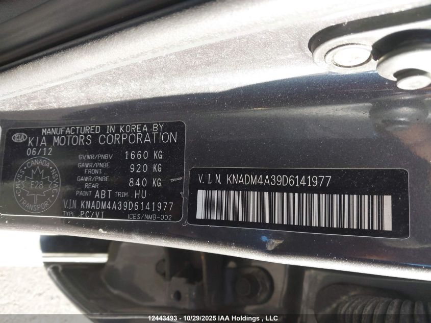 2013 Kia Rio Lx VIN: KNADM4A39D6141977 Lot: 12443493