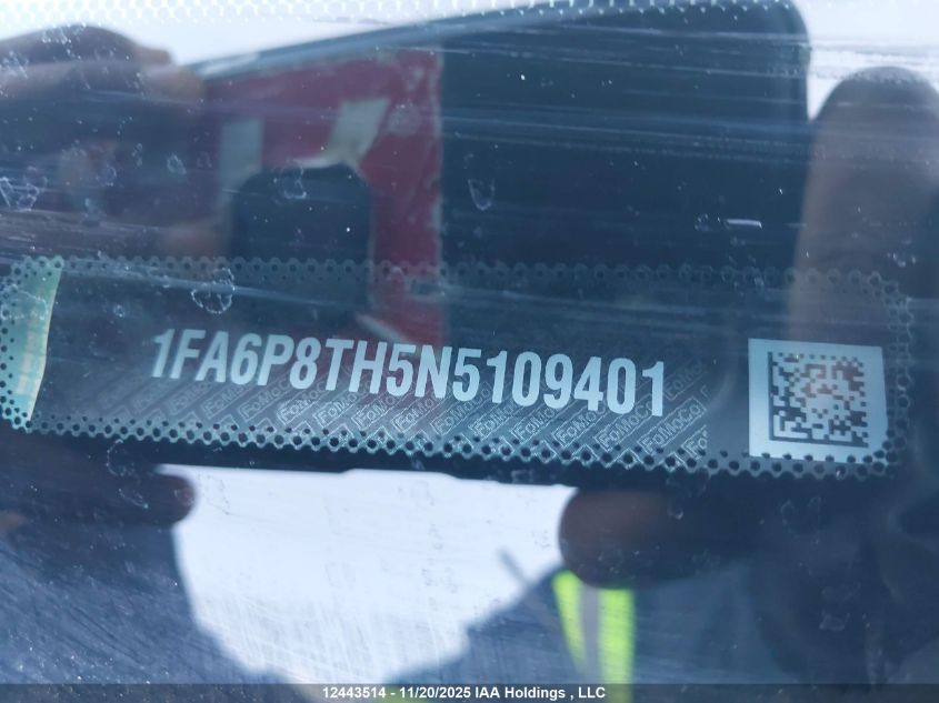 2022 Ford Mustang VIN: 1FA6P8TH5N5109401 Lot: 12443514