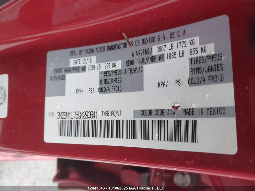 3MZBM1L75GM290641 2016 MAZDA 3 photo no. 9