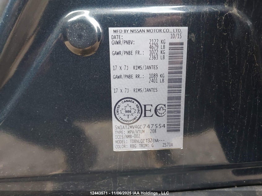 5N1AT2MV4GC747554 2016 NISSAN ROGUE photo no. 9