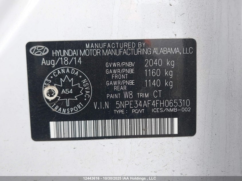5NPE34AF4FH065310 2015 HYUNDAI SONATA photo no. 9