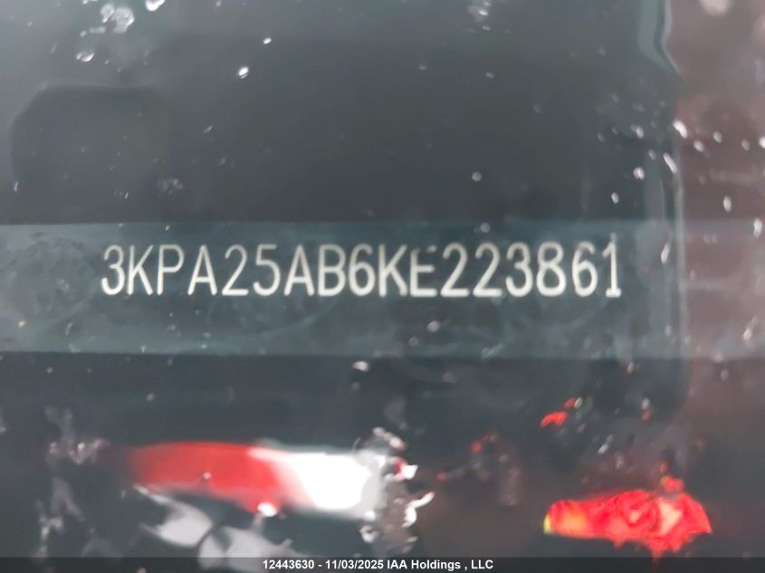 2019 Kia Rio S VIN: 3KPA25AB6KE223861 Lot: 12443630