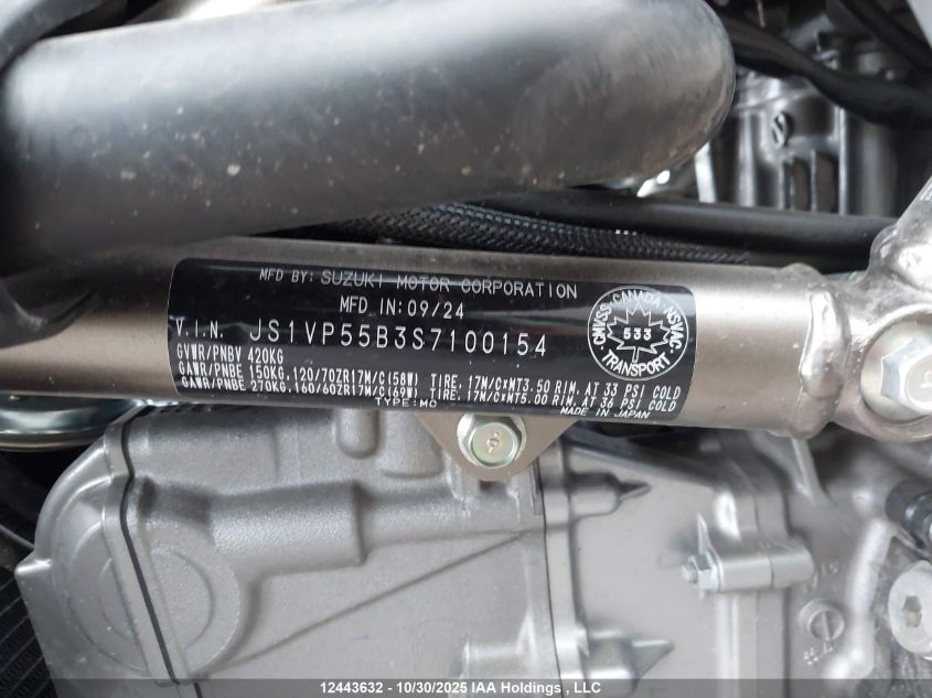2025 Suzuki Sv650 A/X VIN: JS1VP55B3S7100154 Lot: 12443632
