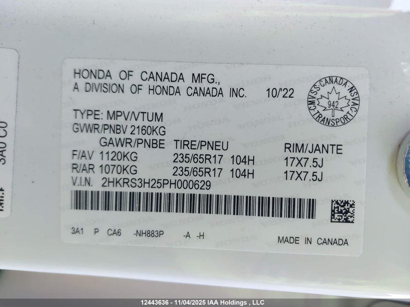 2HKRS3H25PH000629 2023 HONDA CR-V photo no. 9