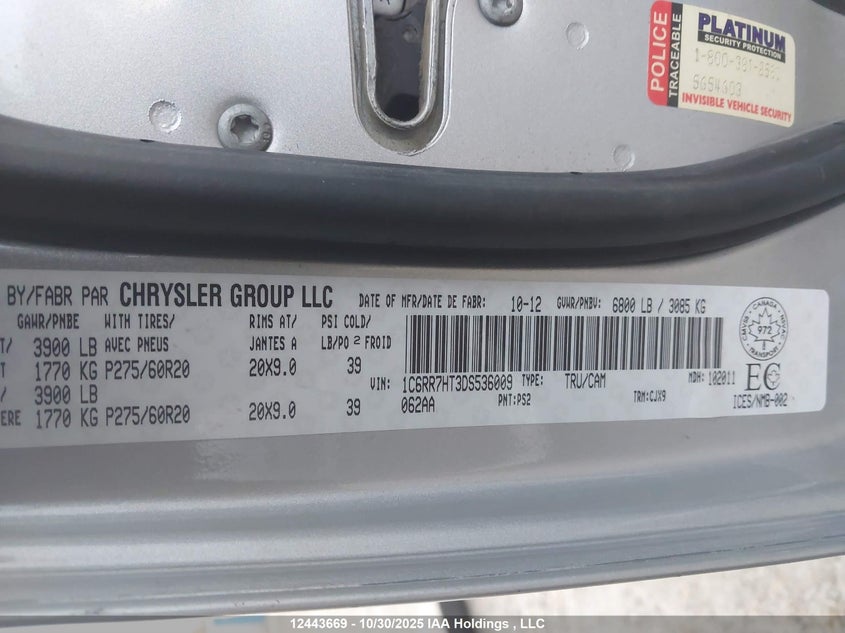 1C6RR7HT3DS536009 2013 RAM 1500 photo no. 17