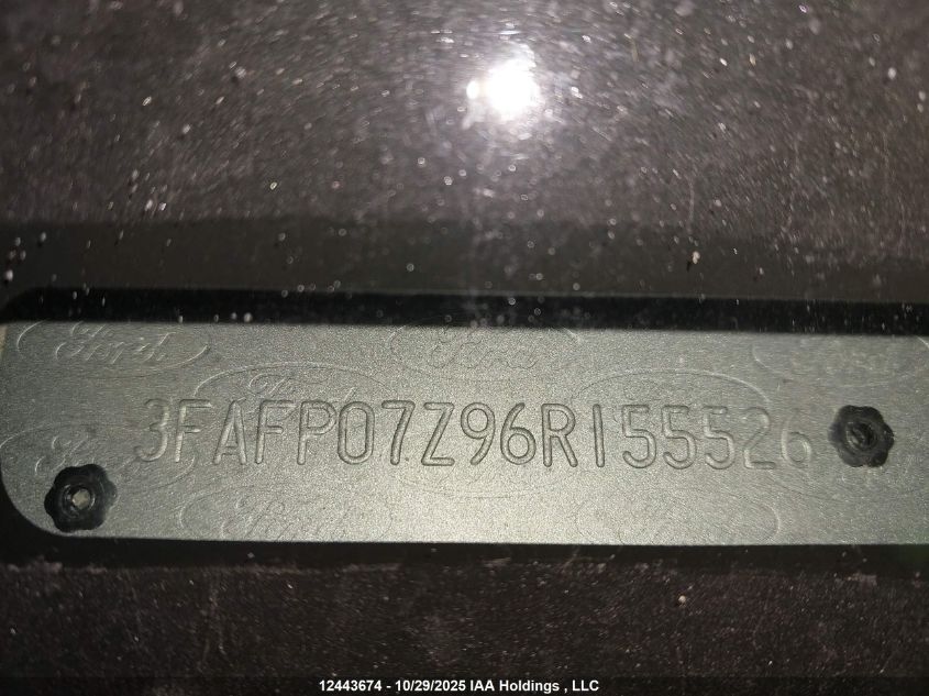 2006 Ford Fusion Se VIN: 3FAFP07Z96R155526 Lot: 12443674