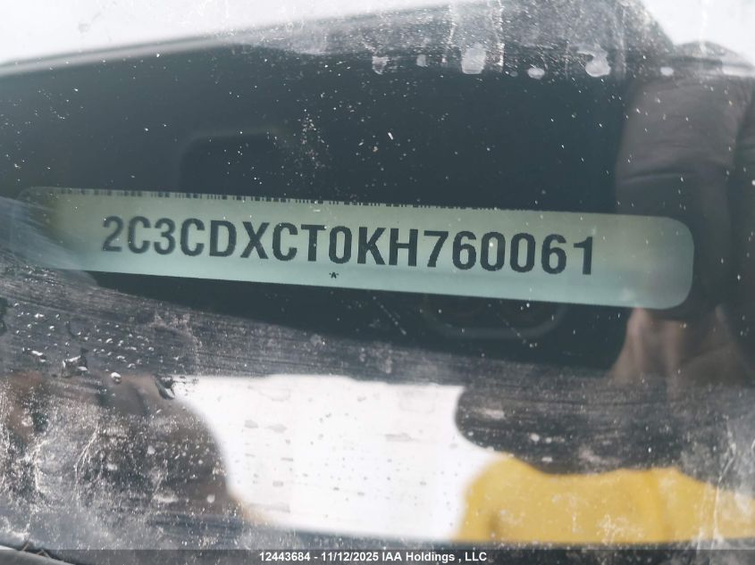 2019 Dodge Charger R/T VIN: 2C3CDXCT0KH760061 Lot: 12443684