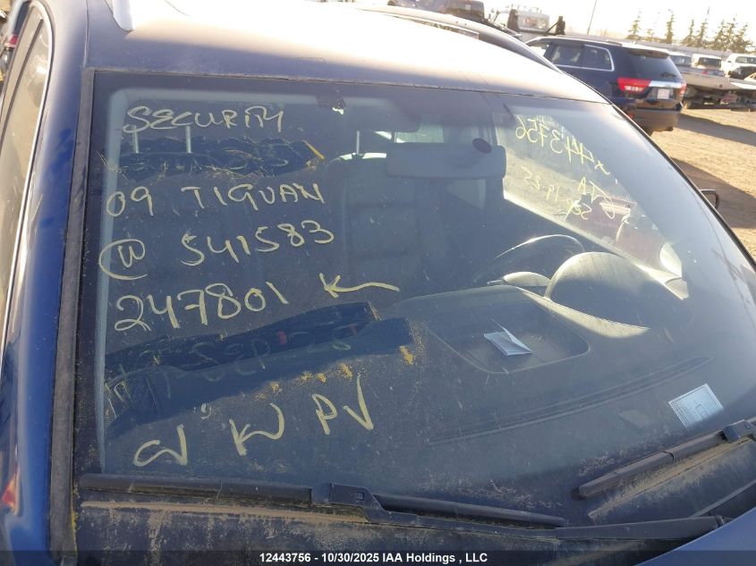 2009 Volkswagen Tiguan 2.0T Comfortline/2.0T Highline/2.0T Trendline VIN: WVGBV75N69W541583 Lot: 12443756