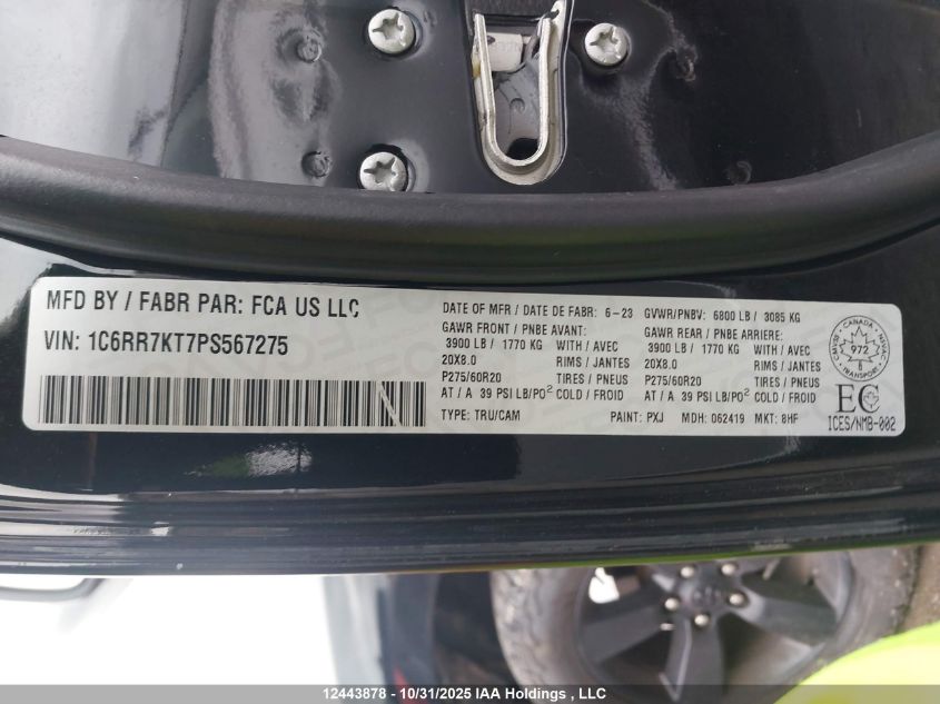 2023 Ram 1500 Classic Tradesman VIN: 1C6RR7KT7PS567275 Lot: 12443878