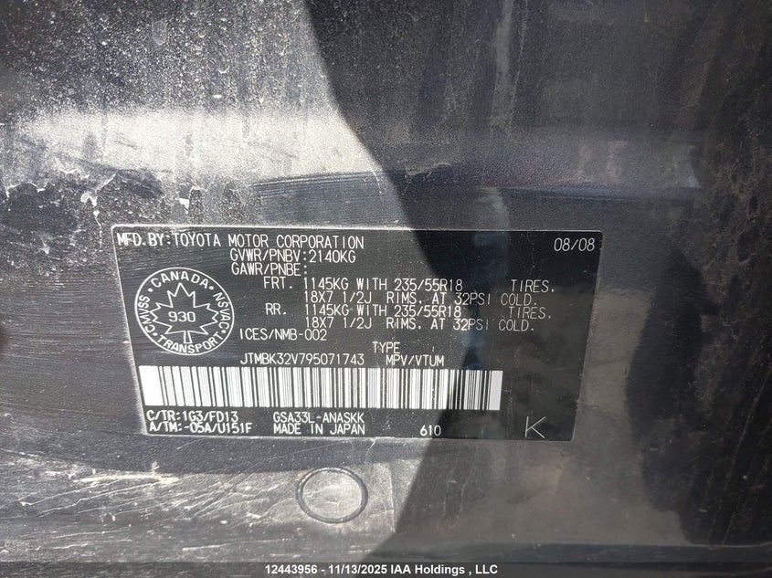 JTMBK32V795071743 2009 TOYOTA RAV 4 photo no. 9