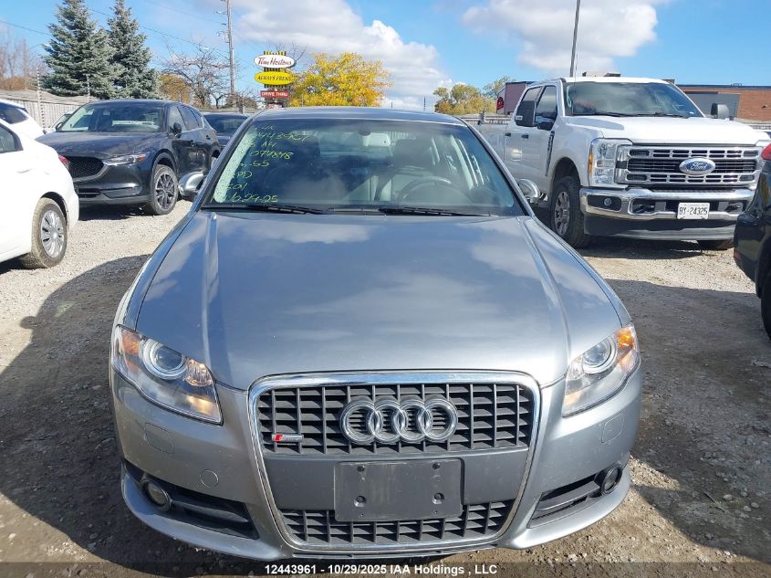 2008 Audi A4 S-Line 2.0T Quattro Turbo VIN: WAUEF68E08A077848 Lot: 12443961