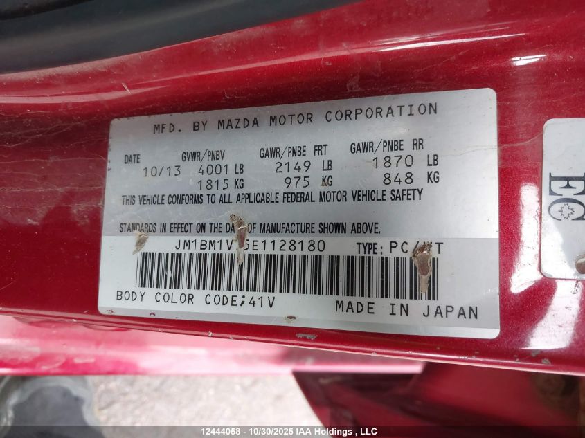 2014 Mazda Mazda3 Gs-Sky VIN: JM1BM1V75E1128180 Lot: 12444058