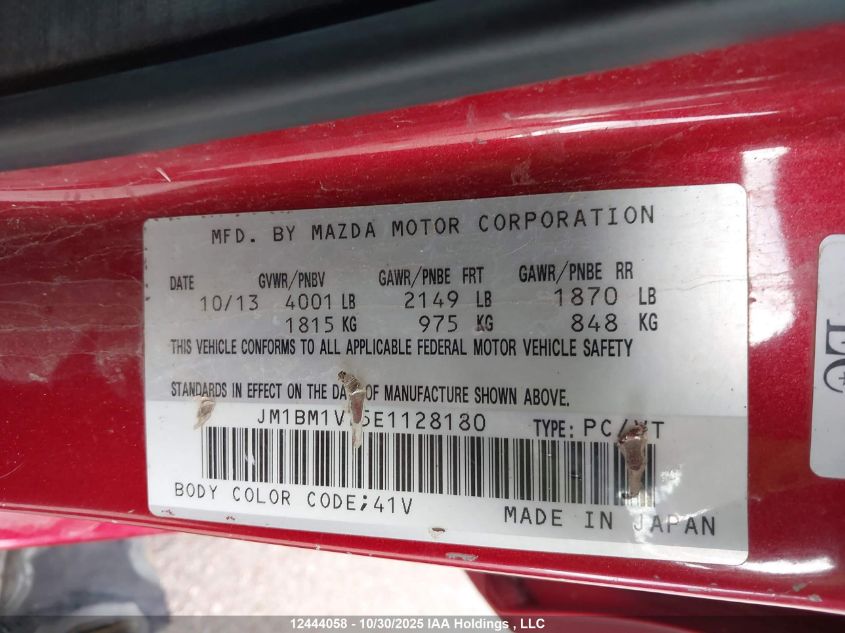 2014 Mazda Mazda3 Gs-Sky VIN: JM1BM1V75E1128180 Lot: 12444058