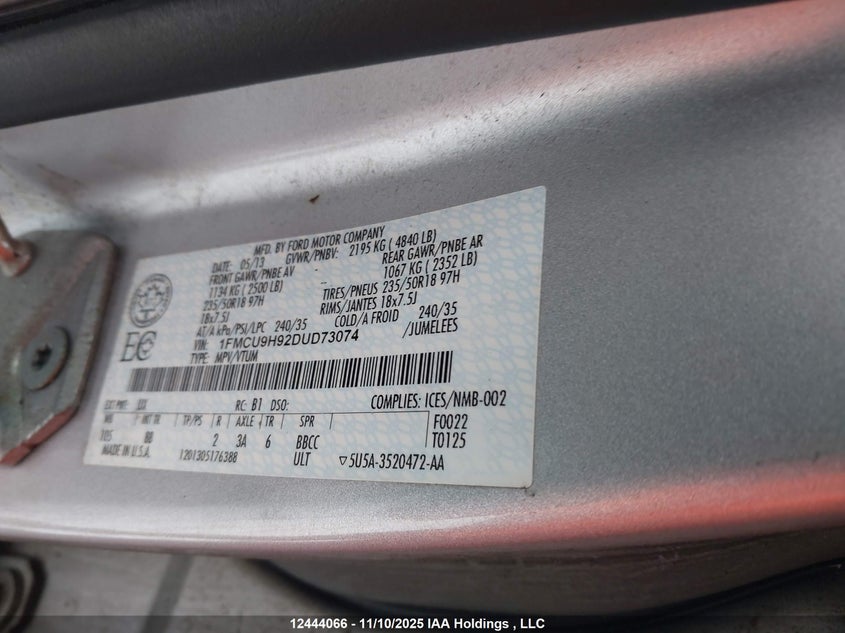 1FMCU9H92DUD73074 2013 FORD ESCAPE photo no. 9