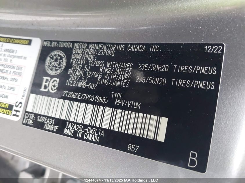 2023 Lexus Nx 350 VIN: 2T2GGCEZ7PC019885 Lot: 12444074