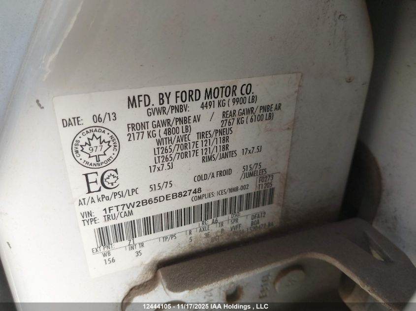 2013 Ford F250 Super Duty VIN: 1FT7W2B65DEB82748 Lot: 12444105