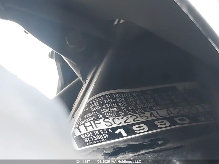 1990 Honda Gl1500 Se VIN: 1HFSC2254LA200131 Lot: 12444157