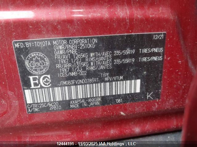 2022 Toyota Rav4 Prime Se VIN: JTMGB3FV2ND078597 Lot: 12444191