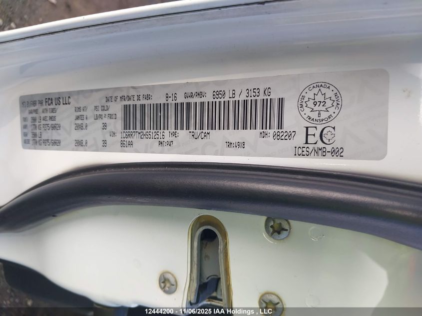 2017 Ram 1500 Slt VIN: 1C6RR7TM2HS512516 Lot: 12444200