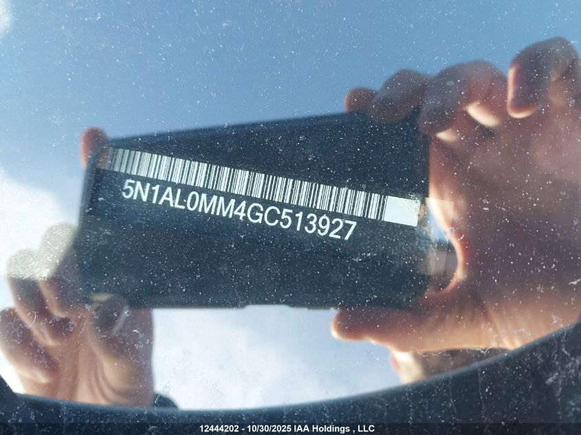 2016 Infiniti Qx60 VIN: 5N1AL0MM4GC513927 Lot: 12444202