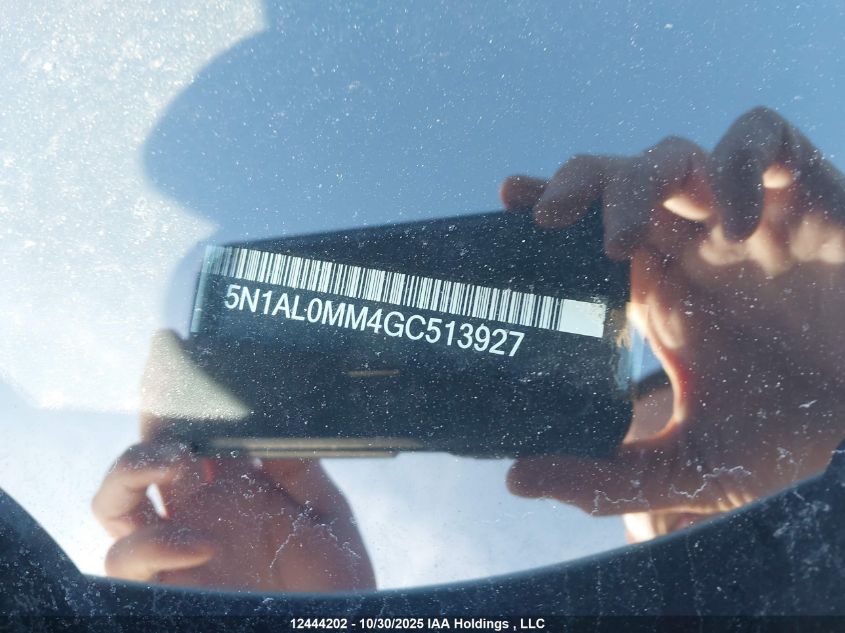 2016 Infiniti Qx60 VIN: 5N1AL0MM4GC513927 Lot: 12444202