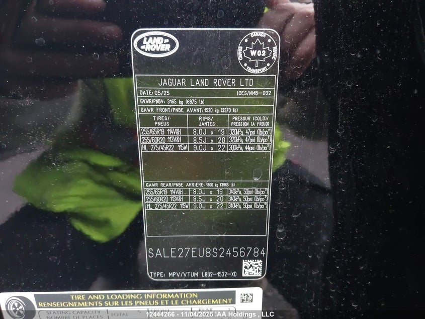 SALE27EU8S2456784 2025 LAND ROVER DEFENDER photo no. 9
