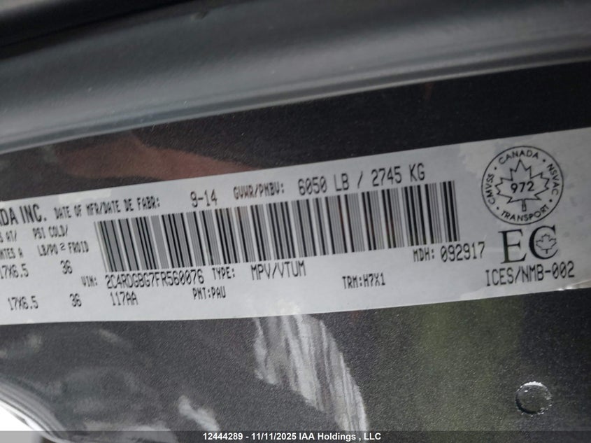 2C4RDGBG7FR560076 2015 DODGE CARAVAN photo no. 9