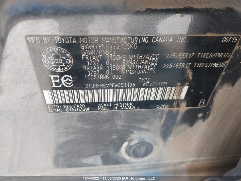2T3RFREV2FW351138 2015 TOYOTA RAV 4 photo no. 18