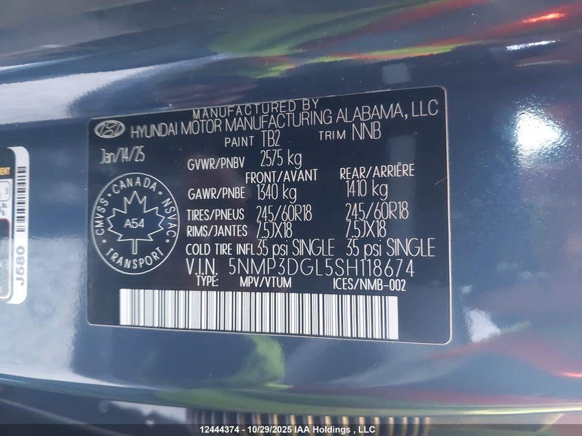 5NMP3DGL5SH118674 2025 HYUNDAI SANTA FE photo no. 9