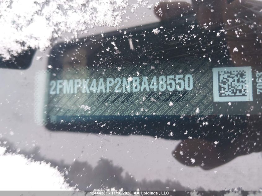 2022 Ford Edge St VIN: 2FMPK4AP2NBA48550 Lot: 12444381