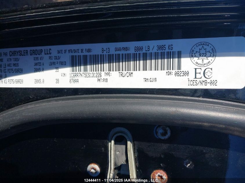 2014 Ram 1500 Laramie VIN: 1C6RR7NT5ES131226 Lot: 12444411