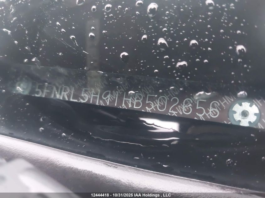 2017 Honda Odyssey VIN: 5FNRL5H91HB502656 Lot: 12444418