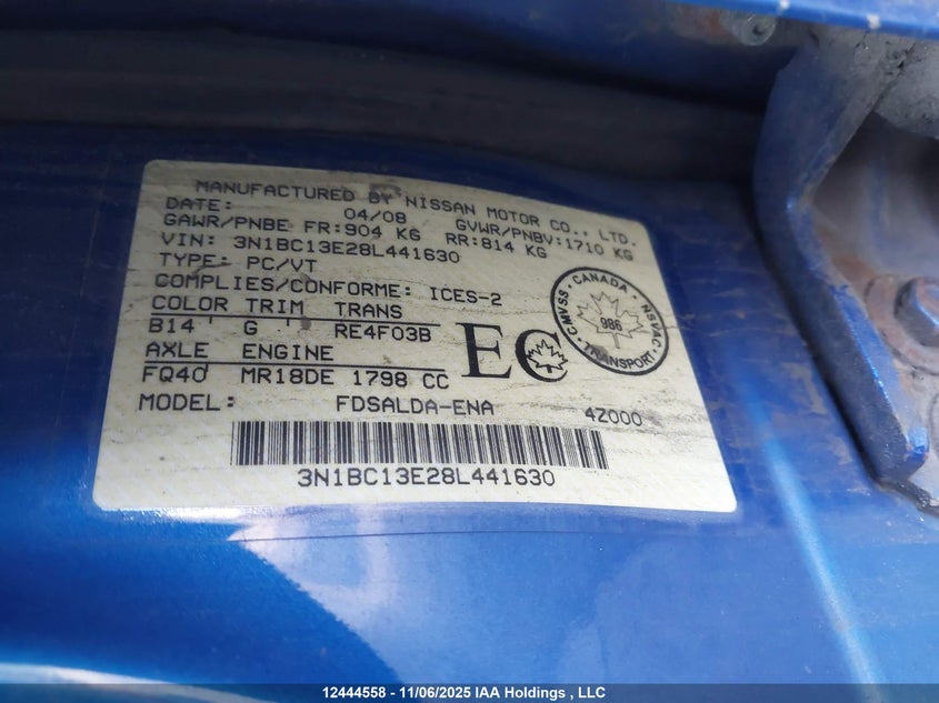3N1BC13E28L441630 2008 NISSAN VERSA photo no. 18