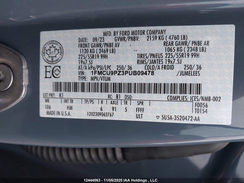 1FMCU9PZ3PUB09478 2023 FORD ESCAPE photo no. 9